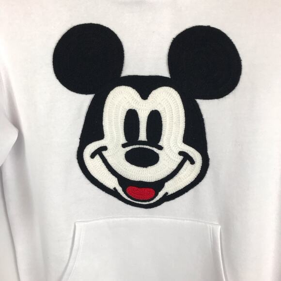Disney NWT Mickey Mouse White Hoodie Long Sleeve Fleece Lined Graphic - Picture 3 of 8